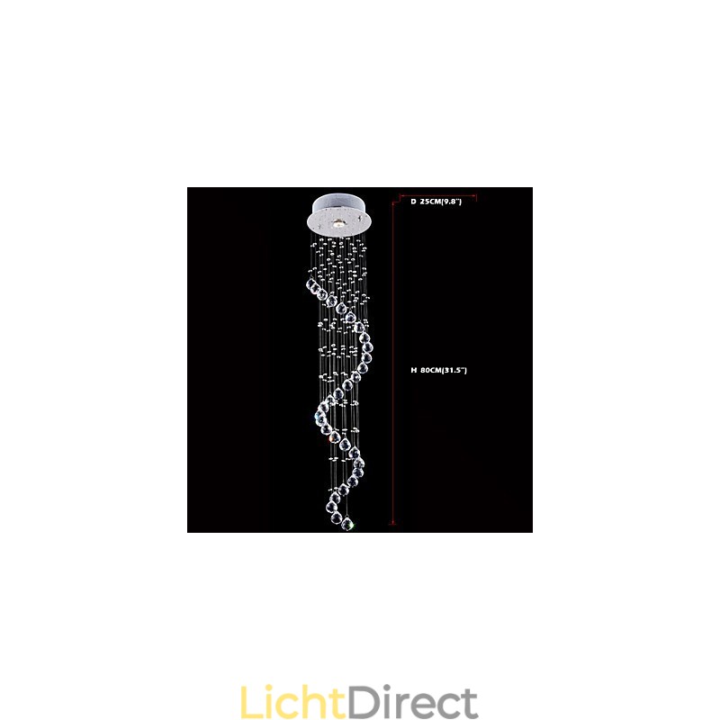 Kristallen hanglamp kroonluchterverlichting 1 lampen zilveren kap helder K9 kristal helix plafondlampen H80CM