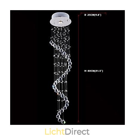 Kristallen hanglamp kroonluchterverlichting 1 lampen zilveren kap helder K9 kristal helix plafondlampen H80CM Kristallen hanglamp kroonluchterverlichting 1 lampen zilveren kap helder K9 kristal helix plafondlampen H80CM
