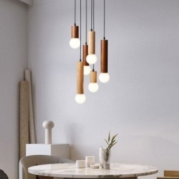 Japanse houten hanglamp 6 lampen hanglamp