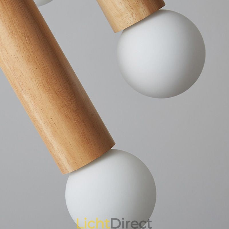 Japanse houten hanglamp 6 lampen hanglamp