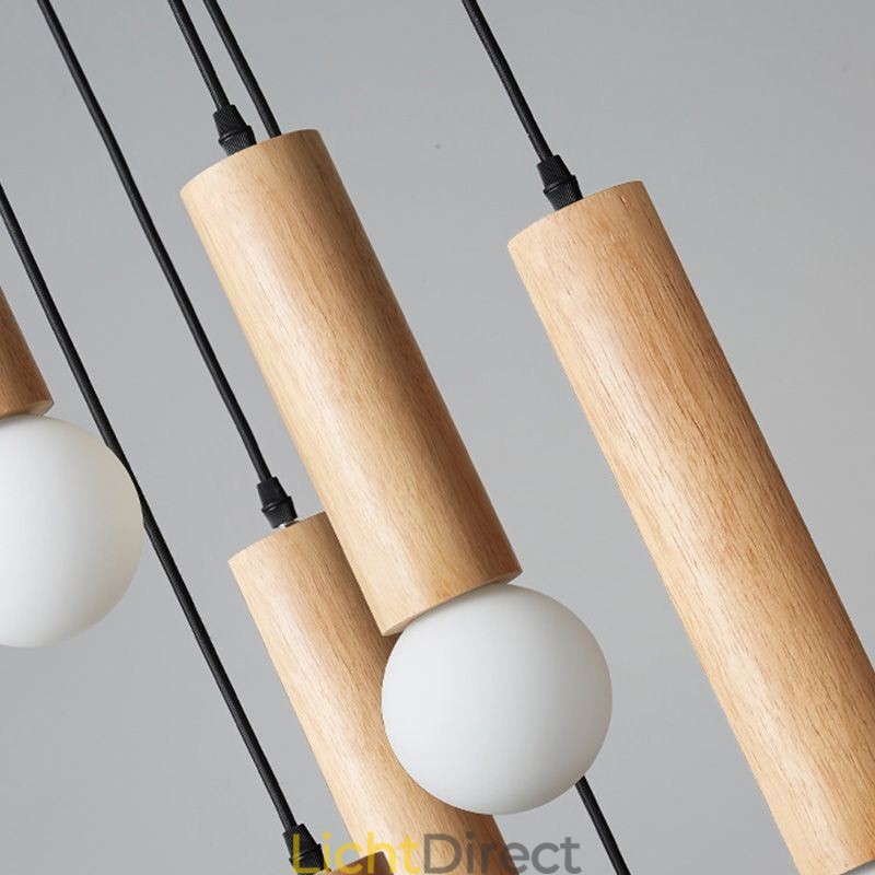 Japanse houten hanglamp 6 lampen hanglamp