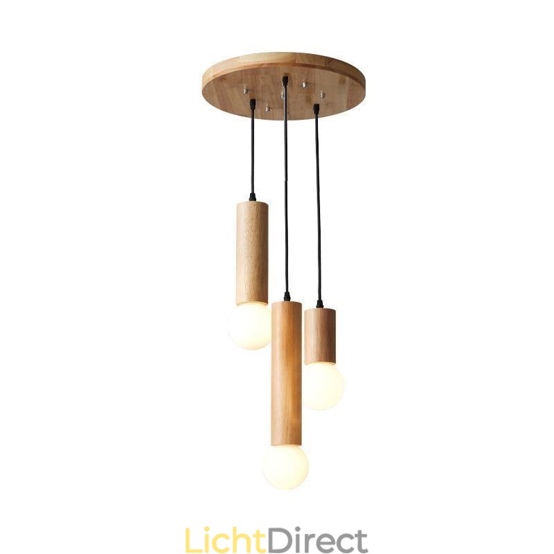 Japanse houten hanglamp 3 lampen hanglamp