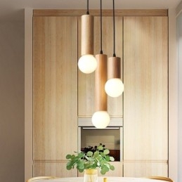 Japanse houten hanglamp 3 lampen hanglamp