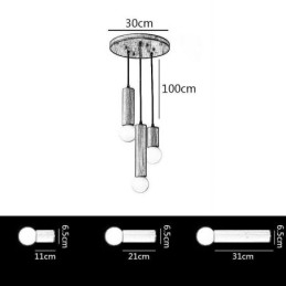Japanse houten hanglamp 3 lampen hanglamp