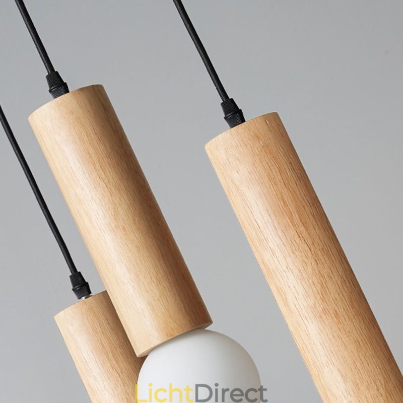 Japanse houten hanglamp 3 lampen hanglamp