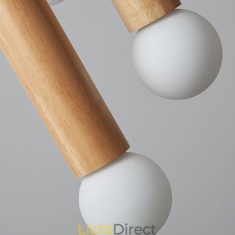 Japanse houten hanglamp 3 lampen hanglamp