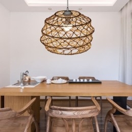 Moderne pastorale hanglamp Creatieve rotan hanglamp met opvouwbare lampenkap