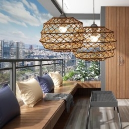 Moderne pastorale hanglamp Creatieve rotan hanglamp met opvouwbare lampenkap