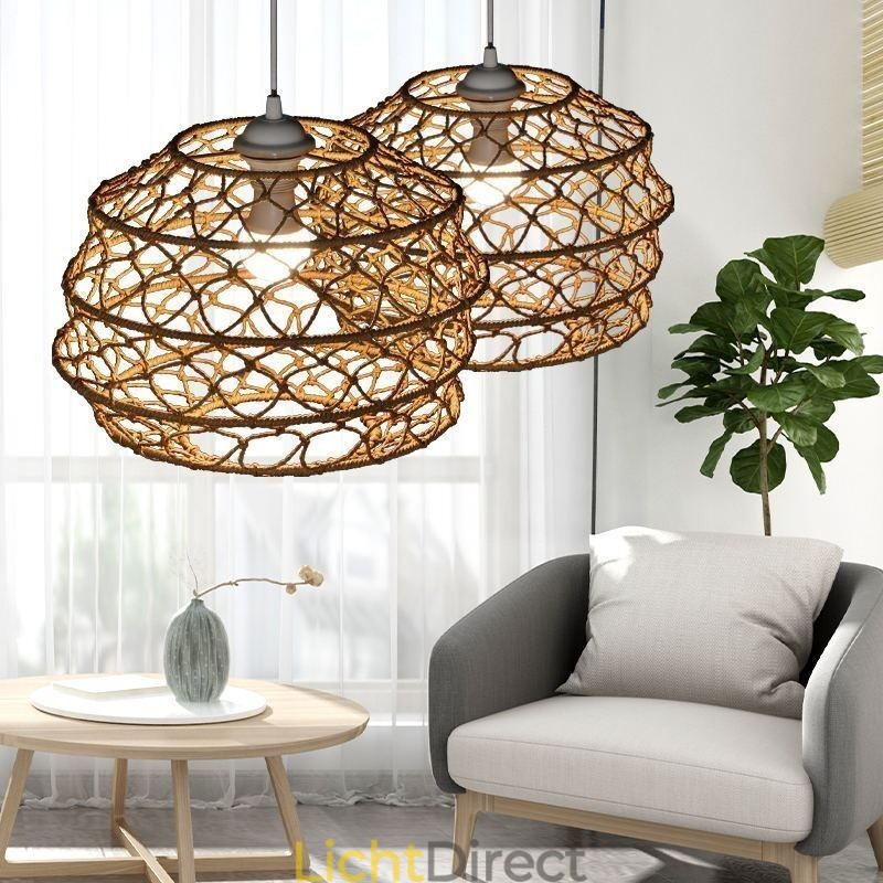 Moderne pastorale hanglamp Creatieve rotan hanglamp met opvouwbare lampenkap