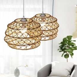 Moderne pastorale hanglamp Creatieve rotan hanglamp met opvouwbare lampenkap