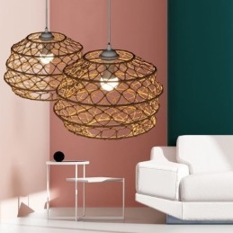 Moderne pastorale hanglamp Creatieve rotan hanglamp met opvouwbare lampenkap