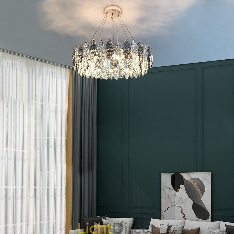 Europese ijzeren hanglamp creatieve glazen blad kroonluchter