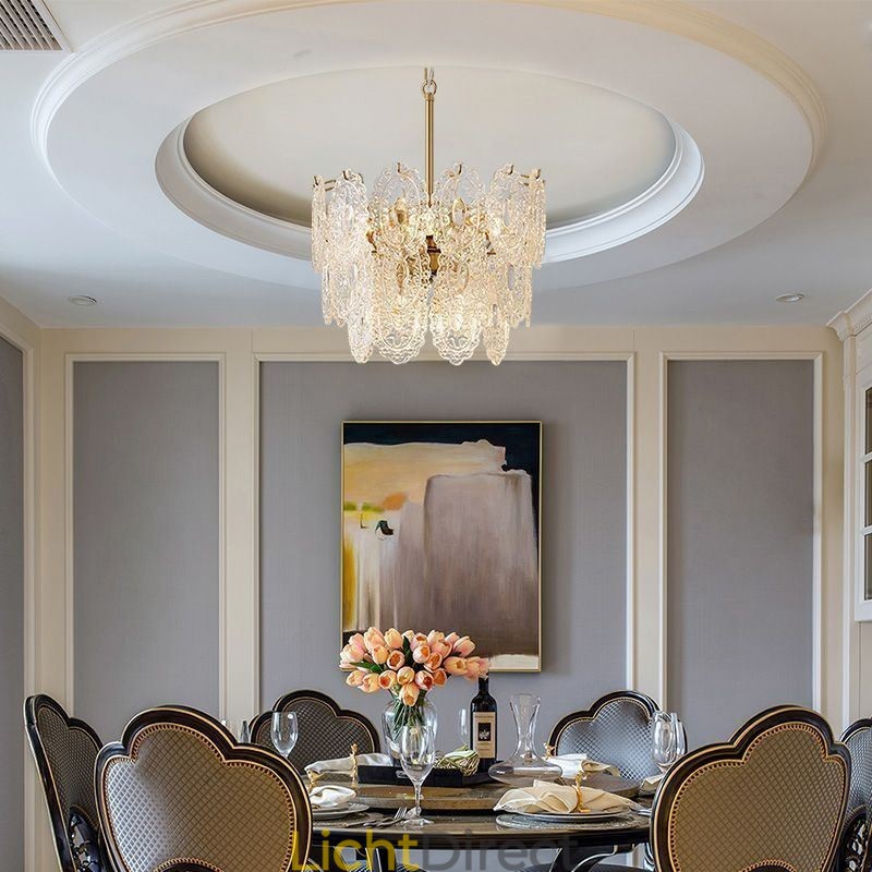 Moderne glazen hanglamp decoratie brons goud kroonluchter