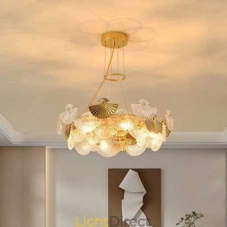Europese glazen hanglamp in waaiervorm, kunstkroonluchter Europese glazen hanglamp in waaiervorm, kunstkroonluchter