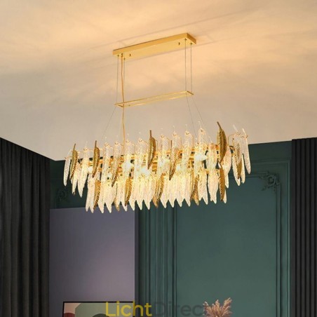 Artistieke glazen kroonluchter veer ovale hanglamp Artistieke glazen kroonluchter veer ovale hanglamp