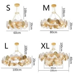 Moderne kroonluchter met schelpglasverlichting voor in de eetkamer