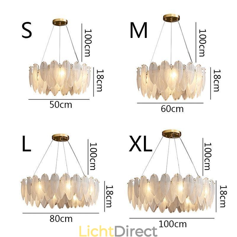 Artistieke glazen kroonluchter veer ronde hanglamp