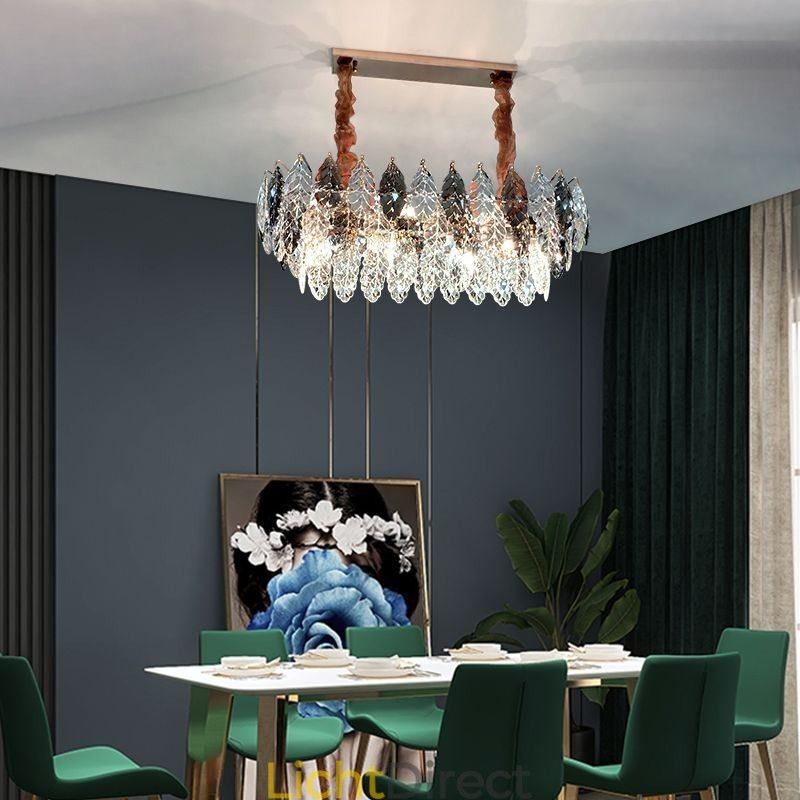 Europese ijzeren hanglamp creatieve blad glazen kroonluchter