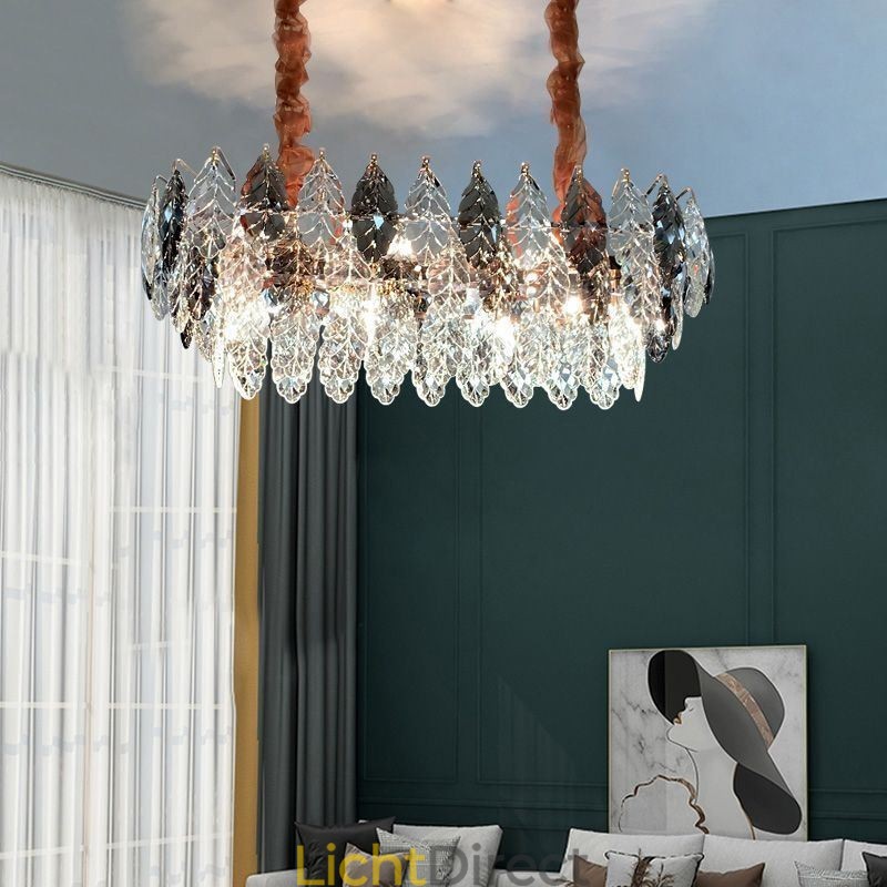 Europese ijzeren hanglamp creatieve blad glazen kroonluchter