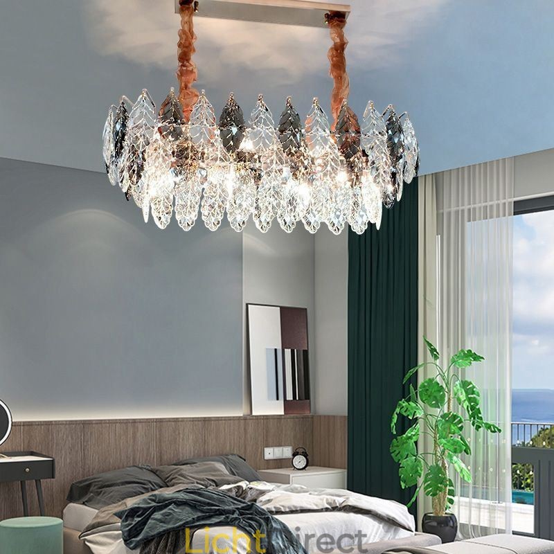 Europese ijzeren hanglamp creatieve blad glazen kroonluchter