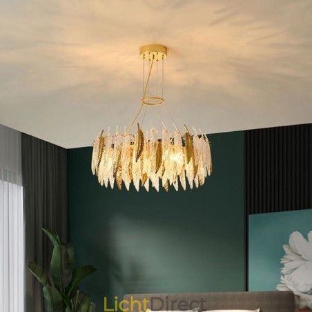 Artistieke glazen kroonluchter veer ronde plafondlamp Artistieke glazen kroonluchter veer ronde plafondlamp