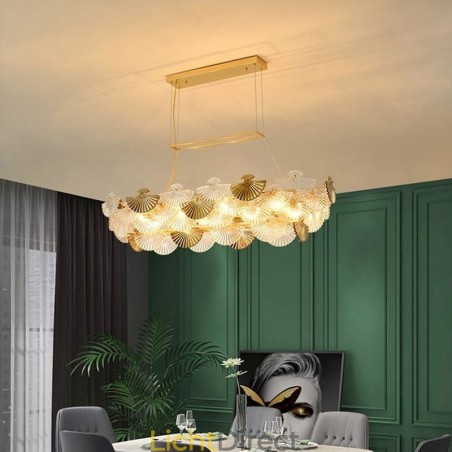 Europese glazen hanglamp in waaiervorm, kunstkroonluchter Europese glazen hanglamp in waaiervorm, kunstkroonluchter