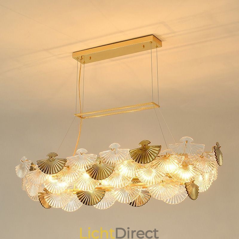 Europese glazen hanglamp in waaiervorm, kunstkroonluchter