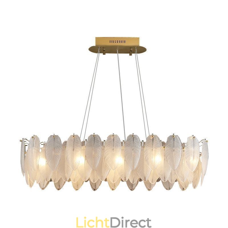 Artistieke glazen kroonluchter veer ronde hanglamp