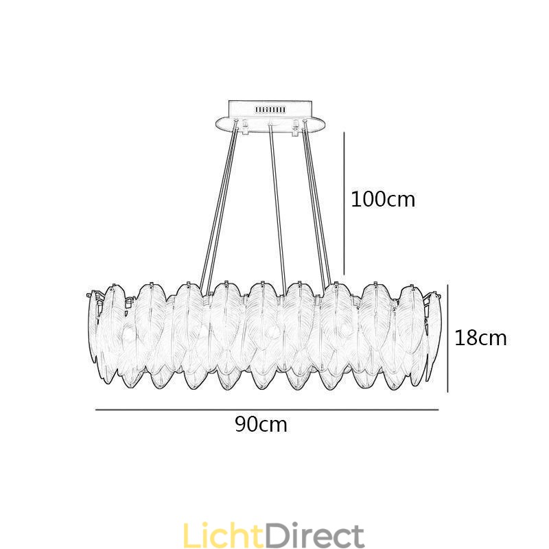 Artistieke glazen kroonluchter veer ronde hanglamp