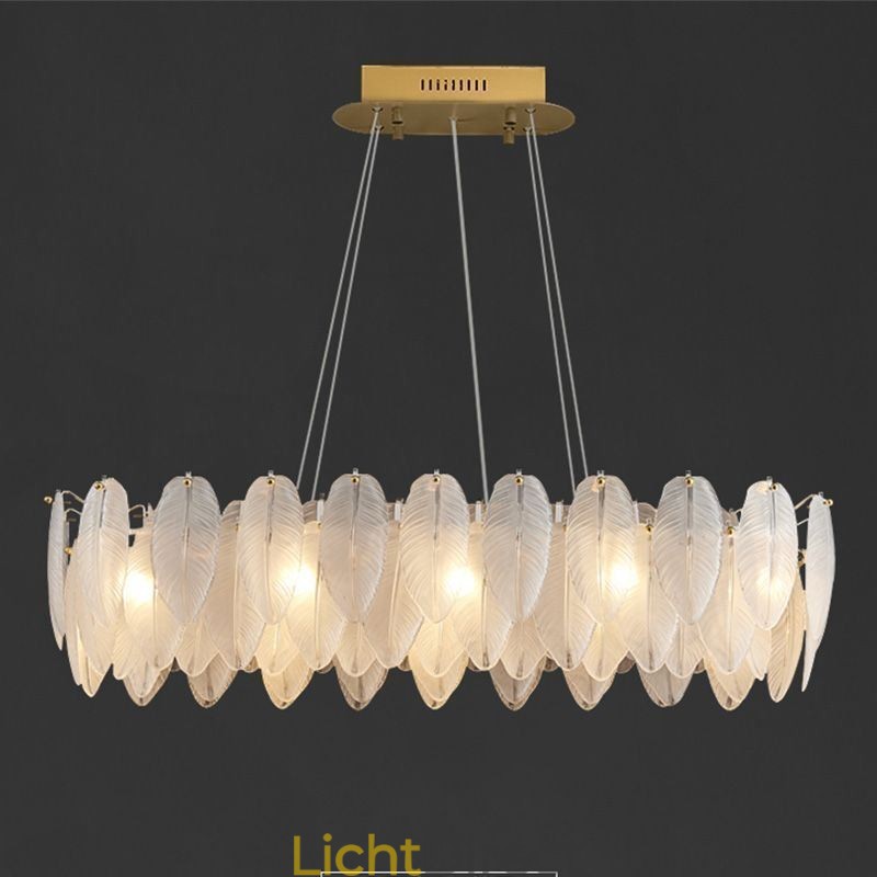 Artistieke glazen kroonluchter veer ronde hanglamp