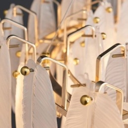 Artistieke glazen kroonluchter veer ronde hanglamp