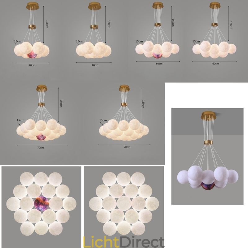 Maanbel kroonluchter moderne 3D-print ballen hanglamp