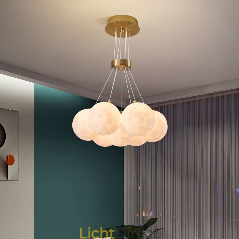 Maanbel kroonluchter moderne 3D-print ballen hanglamp