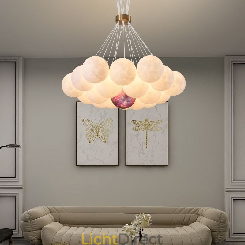 Maanbel kroonluchter moderne 3D-print ballen hanglamp