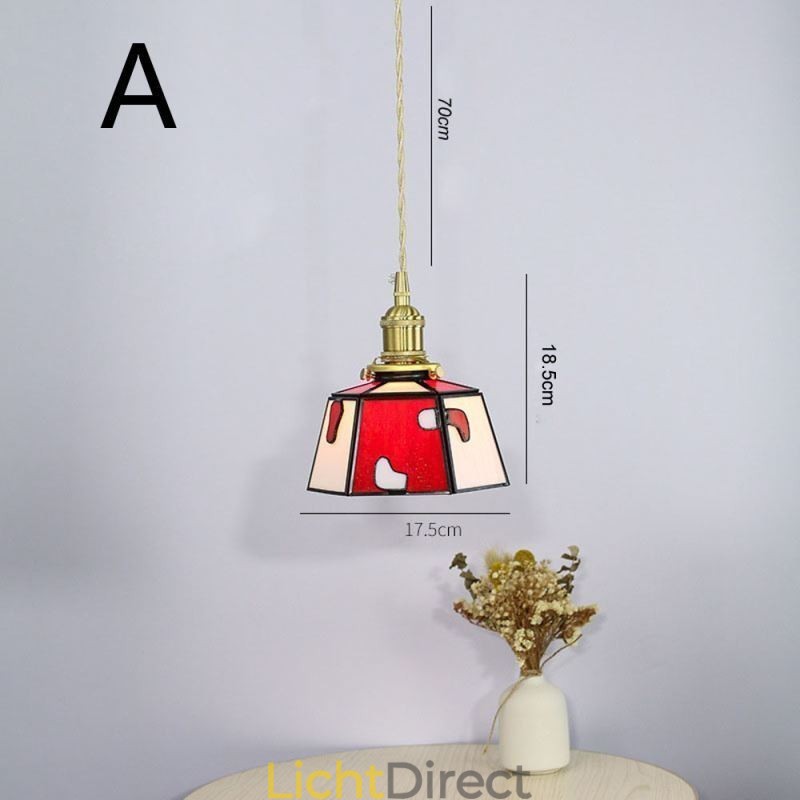 Kleurrijke glazen hanglamp Japanse stijl retro decoratieve nachtkastje hanglamp