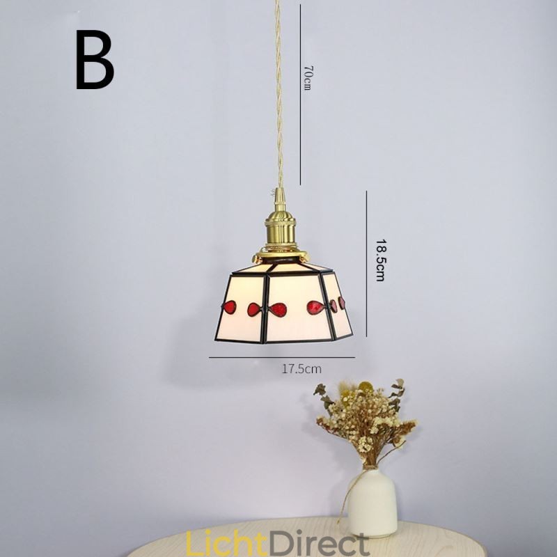 Kleurrijke glazen hanglamp Japanse stijl retro decoratieve nachtkastje hanglamp