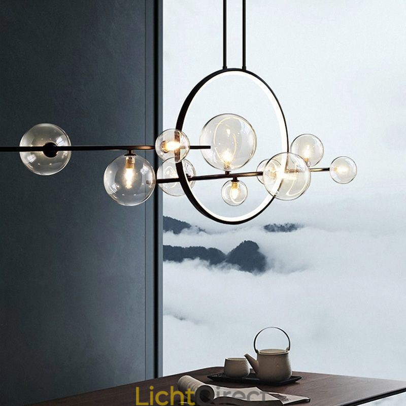 Moderne metalen kroonluchter met heldere glazen bubbels hanglampen