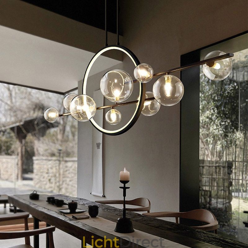 Moderne metalen kroonluchter met heldere glazen bubbels hanglampen