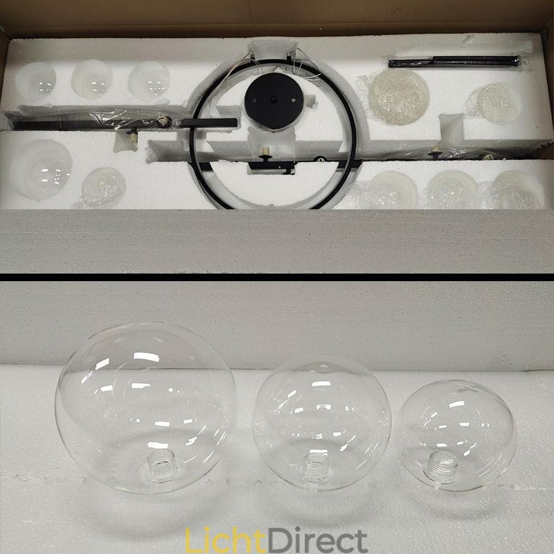 Moderne metalen kroonluchter met heldere glazen bubbels hanglampen