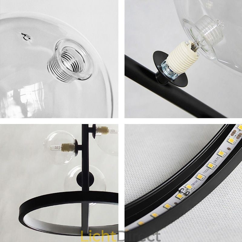 Moderne metalen kroonluchter met heldere glazen bubbels hanglampen