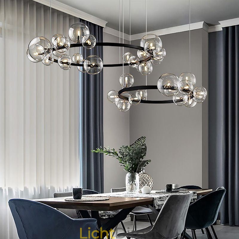 Moderne creatieve metalen kroonluchter transparante glazen bubbellamp
