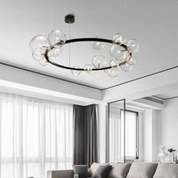 Moderne creatieve metalen kroonluchter transparante glazen bubbellamp