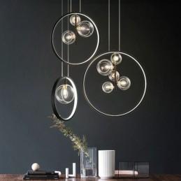 Nordic Hanglamp Glazen Bubbel Cirkel Kroonluchter Moderne Salonlamp
