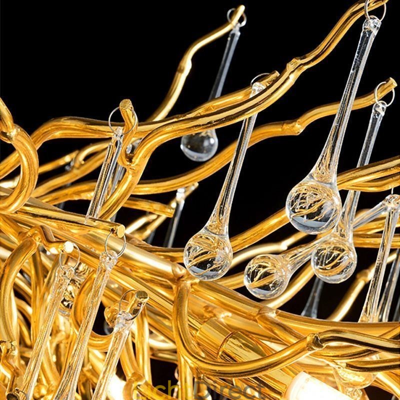 Nordic Kristallen Kroonluchter Bloem Ronde Kap Luxe Gouden Hanglamp