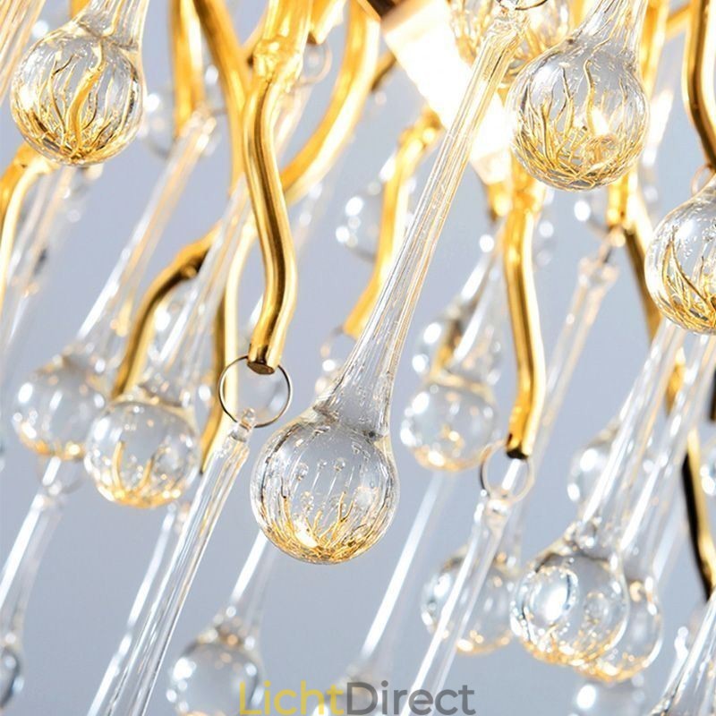 Nordic Kristallen Kroonluchter Bloem Ronde Kap Luxe Gouden Hanglamp