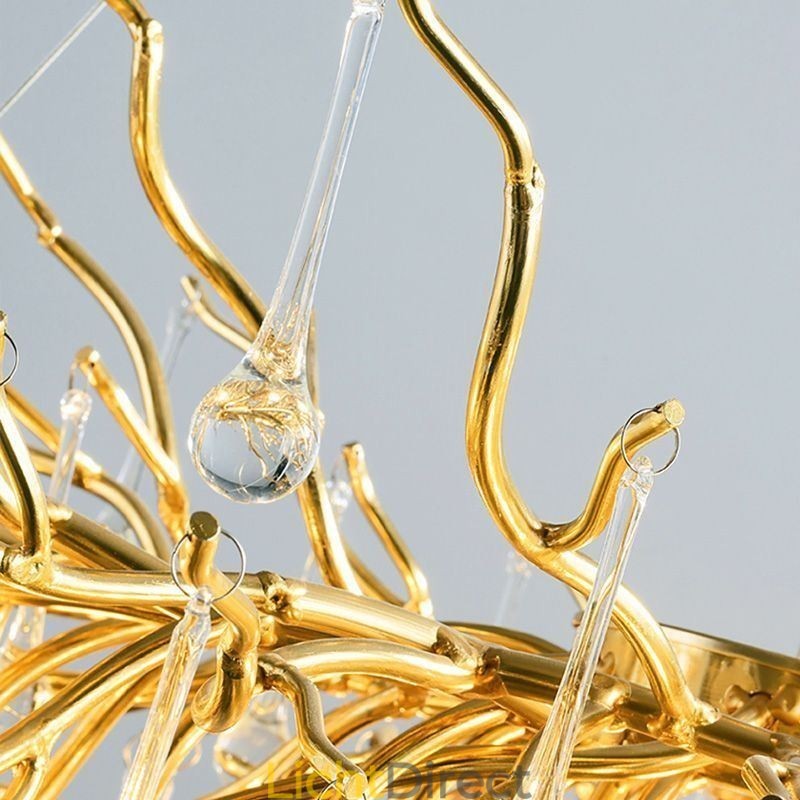 Nordic Kristallen Kroonluchter Bloem Ronde Kap Luxe Gouden Hanglamp