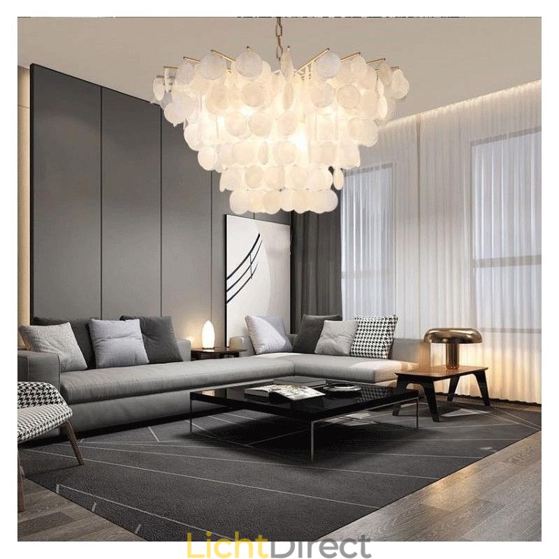 Natuurlijke schelp kroonluchter ronde gelaagde hanglamp eetkamer