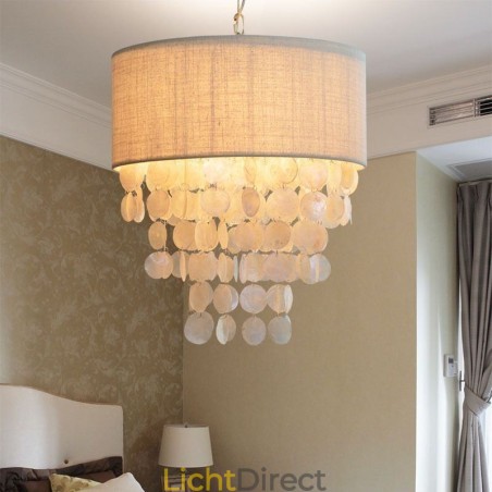 Hedendaagse hanglamp kwallen schelpen verlichting met cilinder lampenkap Hedendaagse hanglamp kwallen schelpen verlichting met cilinder lampenkap