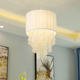 Hedendaagse hanglamp kwallen schelpen verlichting met cilinder lampenkap