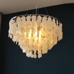 Capiz Shell Hanglamp Natuurlijke Hangende Ronde Gelaagde Kroonluchter